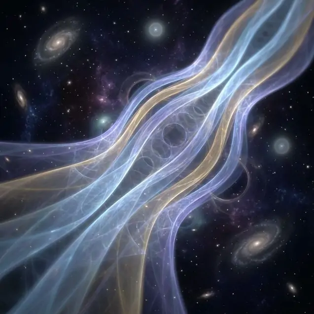 Advanced Consciousness - Multiple timelines visualized as flowing light streams